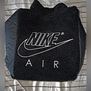 Nike Air Winter Fleece Sherpa Quilted 1/2 Zip Pullover Top Jacket Black Medium